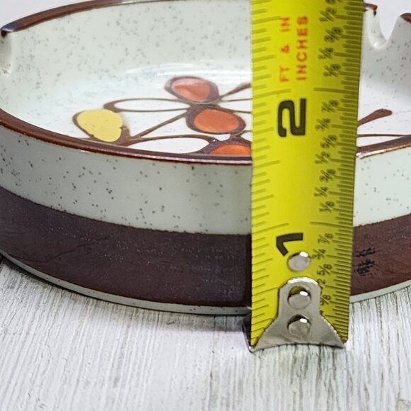 Vtg MCM Stoneware Ceramic Round Ashtray Art Pottery Floral Design 5" Diameter - Picture 8 of 8
